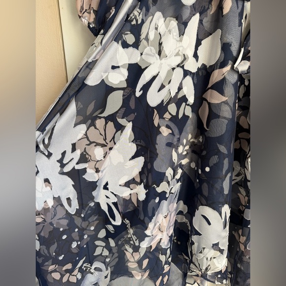 DKNY navy floral print chiffon maxi dress NWT - Picture 6 of 10